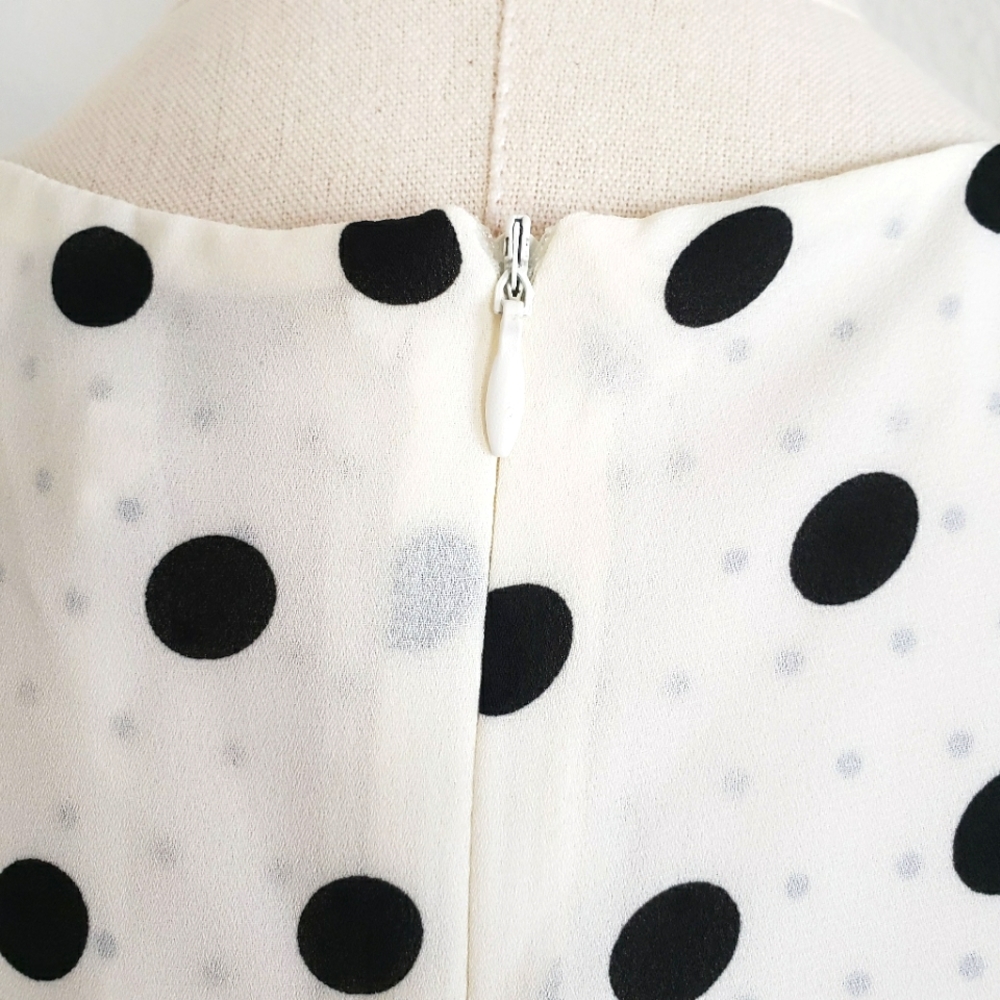 ROSE + OLIVE Sleeveless Black & Cream Polka Dot Layered Blouse—NWT—M - Picture 7 of 12